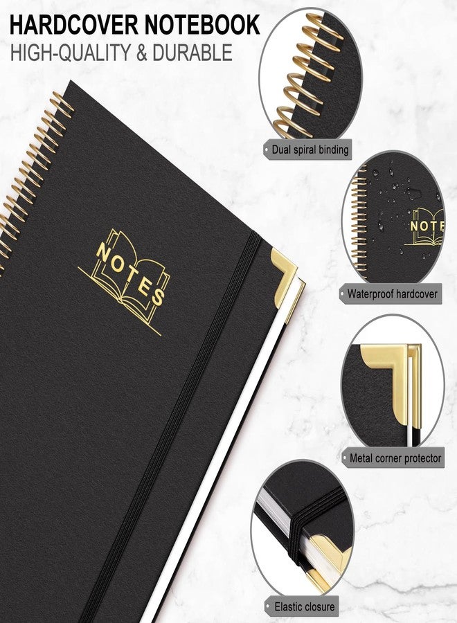 LACCHOUFEE Lined Spiral Journal Notebook, A5 Hardcover Spiral Notebook for Work, 5.7''×8.2'', 100GSM Thick Paper Spiral Bound Journaling Notebooks for Women & Men Office School Note Taking Business, Black - Image 3